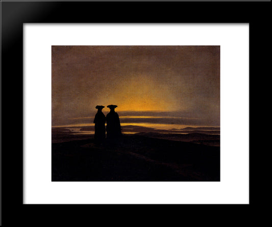 Sunset (Brothers) 20x24 Black Modern Wood Framed Art Print Poster by Friedrich, Caspar David