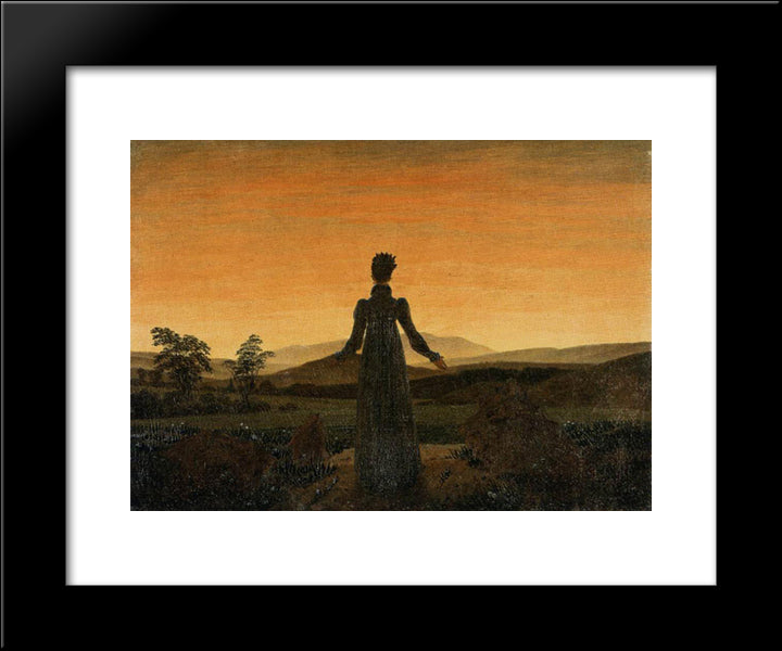 Woman Before The Rising Sun (Woman Before The Setting Sun) 20x24 Black Modern Wood Framed Art Print Poster by Friedrich, Caspar David