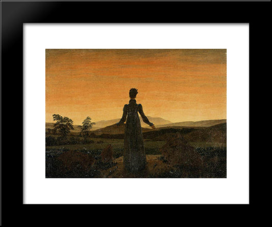 Woman Before The Rising Sun (Woman Before The Setting Sun) 20x24 Black Modern Wood Framed Art Print Poster by Friedrich, Caspar David