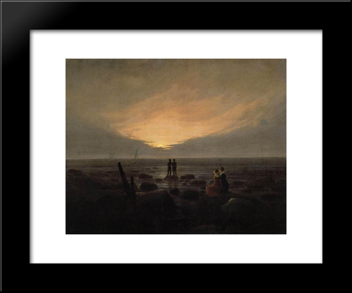Moonrise By The Sea 20x24 Black Modern Wood Framed Art Print Poster by Friedrich, Caspar David