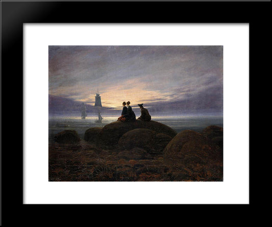Moonrise By The Sea 20x24 Black Modern Wood Framed Art Print Poster by Friedrich, Caspar David