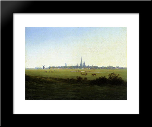 Meadows Near Greifswald 20x24 Black Modern Wood Framed Art Print Poster by Friedrich, Caspar David