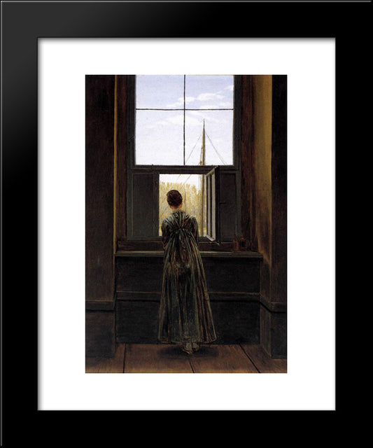 Woman At A Window 20x24 Black Modern Wood Framed Art Print Poster by Friedrich, Caspar David