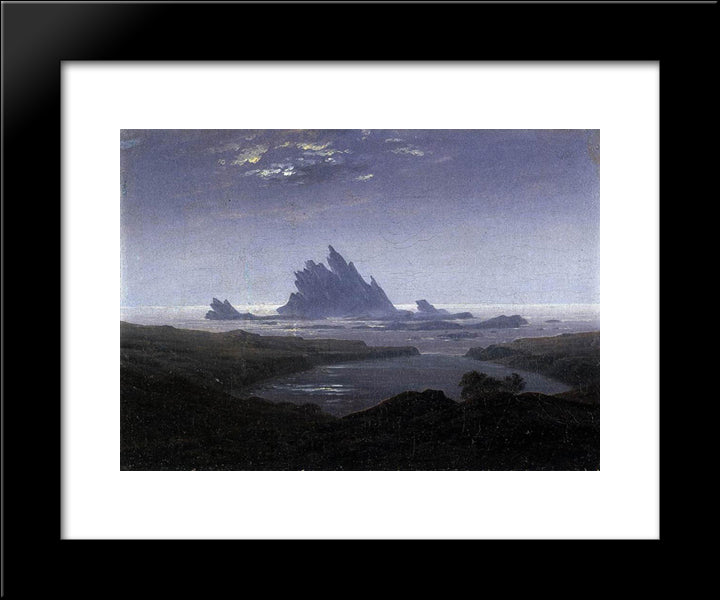 Rocky Reef On The Sea Shore 20x24 Black Modern Wood Framed Art Print Poster by Friedrich, Caspar David