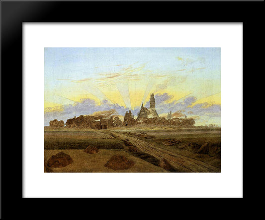 Neubrandenburg In Flames (Sunrise Near Neubrandenburg) 20x24 Black Modern Wood Framed Art Print Poster by Friedrich, Caspar David