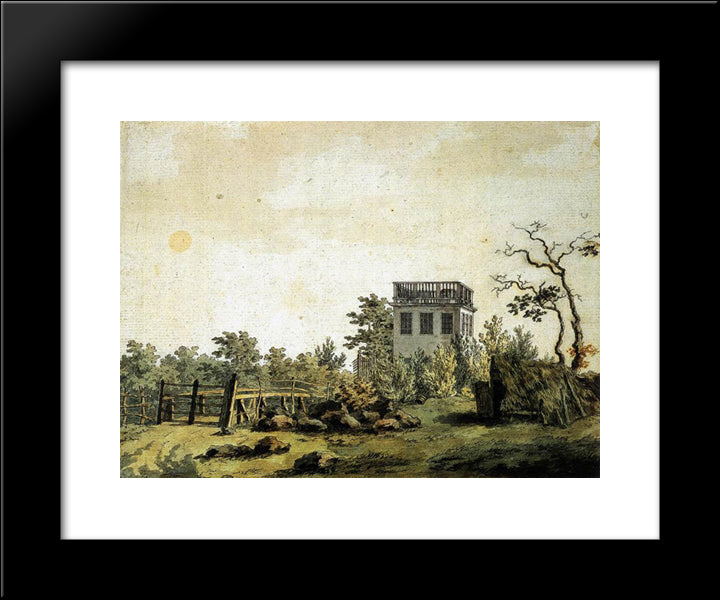Landscape With Pavilion 20x24 Black Modern Wood Framed Art Print Poster by Friedrich, Caspar David
