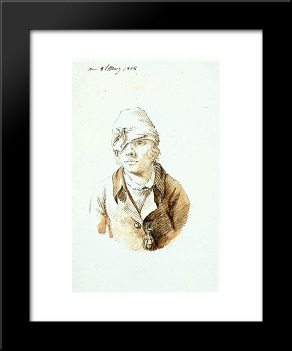 Self'Portrait With Cap And Sighting Eye'Shield 20x24 Black Modern Wood Framed Art Print Poster by Friedrich, Caspar David