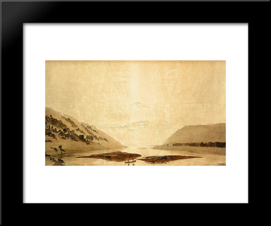 Mountainous River Landscape (Day Version) 20x24 Black Modern Wood Framed Art Print Poster by Friedrich, Caspar David