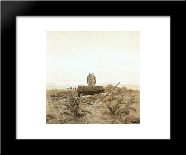 Landscape With Grave, Coffin And Owl 20x24 Black Modern Wood Framed Art Print Poster by Friedrich, Caspar David