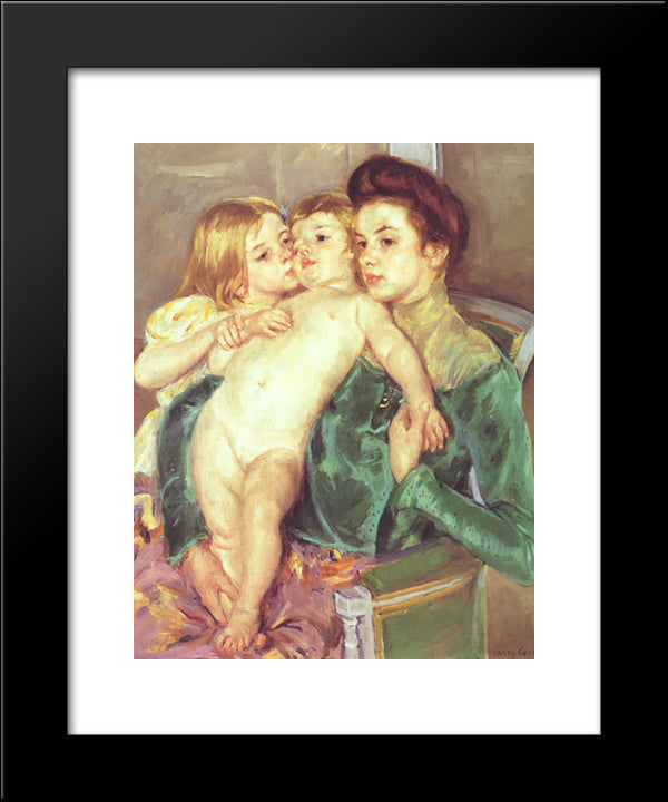 The Caress 20x24 Black Modern Wood Framed Art Print Poster by Cassatt, Mary