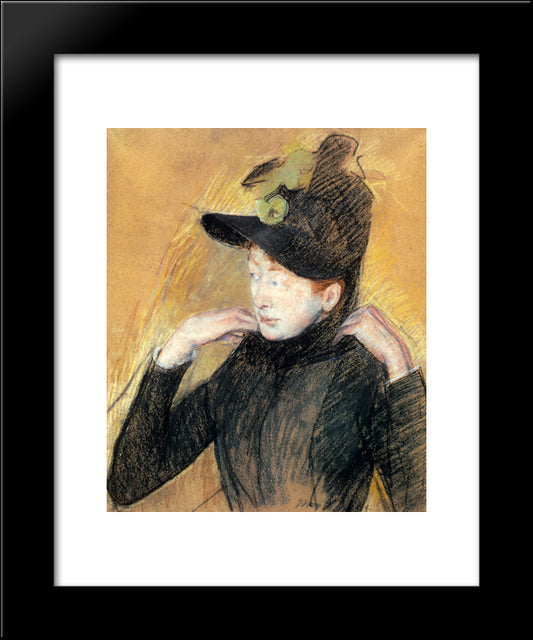 Woman Arranging Her Veil 20x24 Black Modern Wood Framed Art Print Poster by Cassatt, Mary