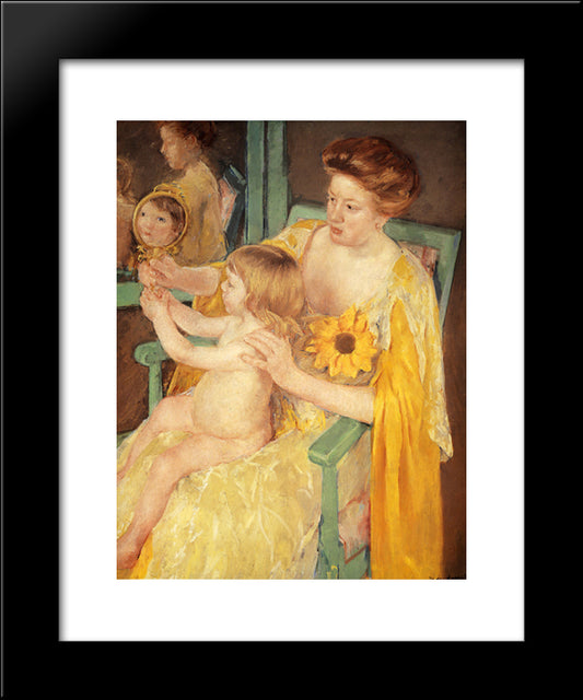 Mother Wearing A Sunflower On Her Dress 20x24 Black Modern Wood Framed Art Print Poster by Cassatt, Mary