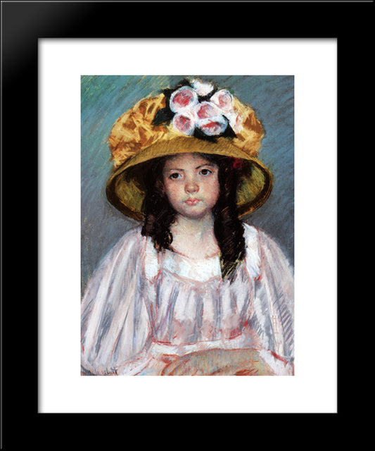 Fillette Au Grand Chapeau 20x24 Black Modern Wood Framed Art Print Poster by Cassatt, Mary