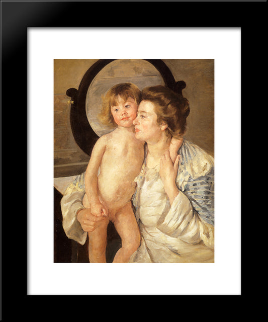 Mother And Child (The Oval Mirror) 20x24 Black Modern Wood Framed Art Print Poster by Cassatt, Mary