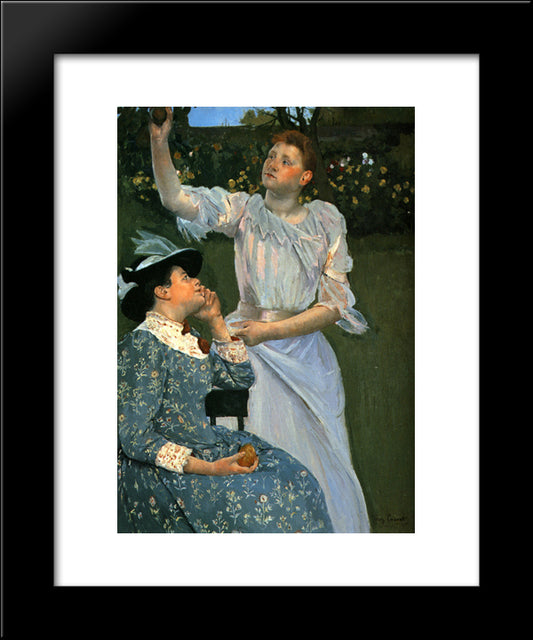 Young Women Picking Fruit 20x24 Black Modern Wood Framed Art Print Poster by Cassatt, Mary