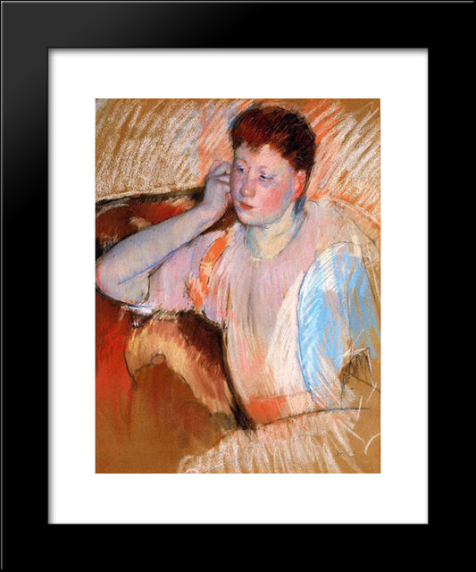 Clarissa, Turned Left, With Her Hand To Her Ear 20x24 Black Modern Wood Framed Art Print Poster by Cassatt, Mary