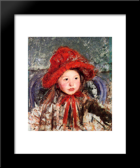 Little Girl In A Large Red Hat 20x24 Black Modern Wood Framed Art Print Poster by Cassatt, Mary