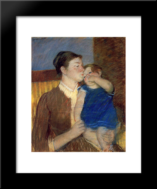 Mother'S Goodnight Kiss 20x24 Black Modern Wood Framed Art Print Poster by Cassatt, Mary