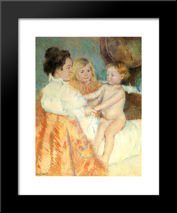 Mother, Sara And The Baby (Counterproof) 20x24 Black Modern Wood Framed Art Print Poster by Cassatt, Mary