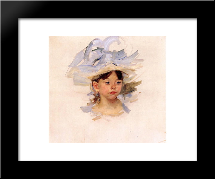 Sketch Of 'Ellen Mary Cassatt In A Big Blue Hat' 20x24 Black Modern Wood Framed Art Print Poster by Cassatt, Mary