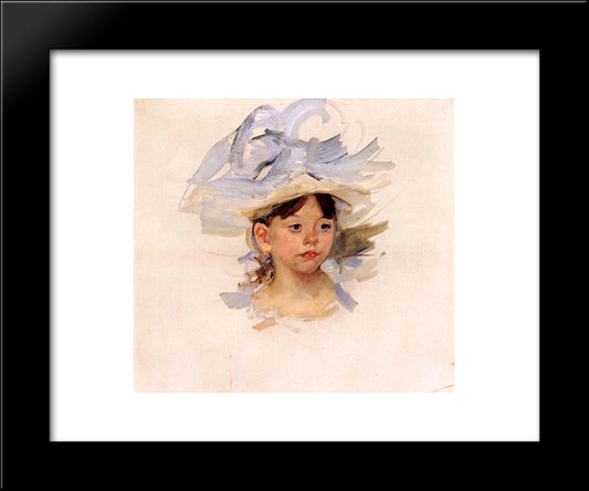Sketch Of 'Ellen Mary Cassatt In A Big Blue Hat' 20x24 Black Modern Wood Framed Art Print Poster by Cassatt, Mary