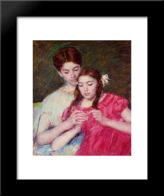 The Crochet Lesson 20x24 Black Modern Wood Framed Art Print Poster by Cassatt, Mary
