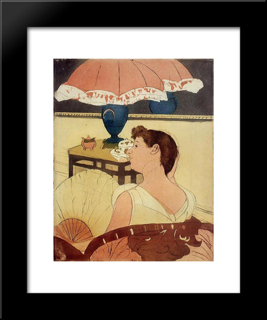 The Lamp 20x24 Black Modern Wood Framed Art Print Poster by Cassatt, Mary