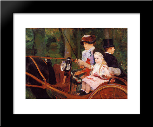 Woman And Child Driving 20x24 Black Modern Wood Framed Art Print Poster by Cassatt, Mary