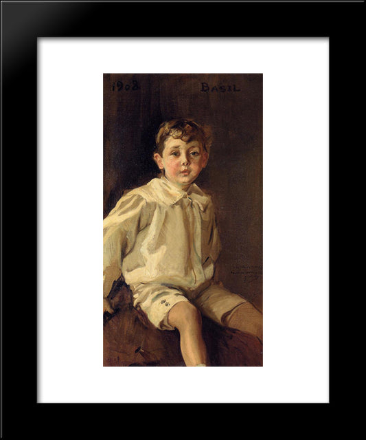 Portrait Of Basel Mundy 20x24 Black Modern Wood Framed Art Print Poster by Sorolla, Joaquin