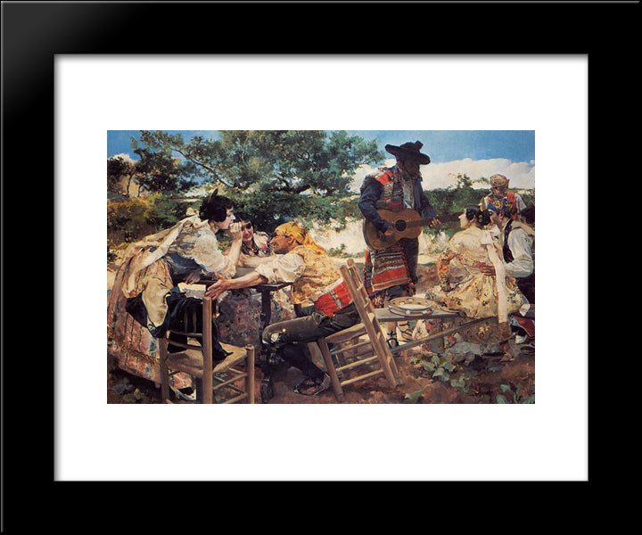 Valencian Scene 20x24 Black Modern Wood Framed Art Print Poster by Sorolla, Joaquin