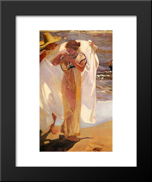 Leaving The Bath 20x24 Black Modern Wood Framed Art Print Poster by Sorolla, Joaquin