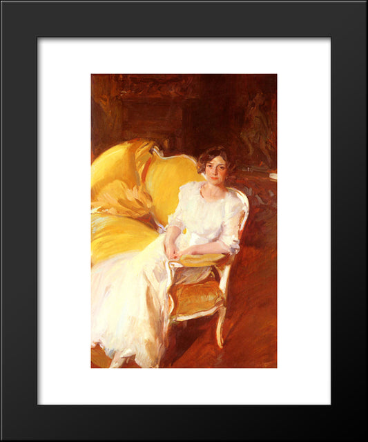 Clotilde Seated On The Sofa 20x24 Black Modern Wood Framed Art Print Poster by Sorolla, Joaquin