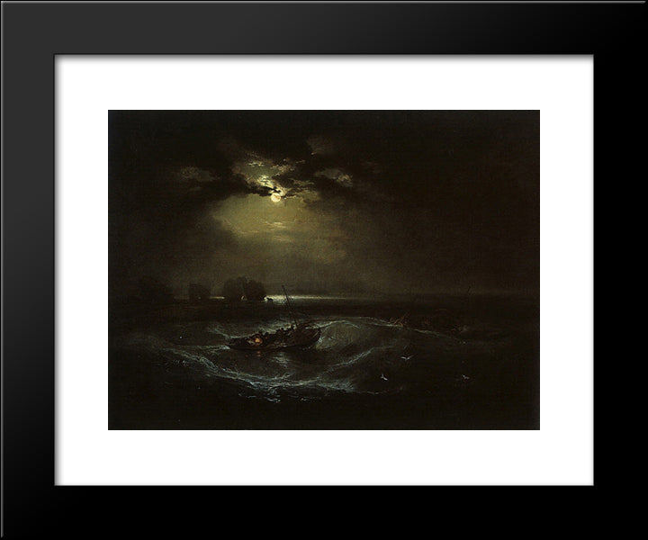 Fishermen At Sea 20x24 Black Modern Wood Framed Art Print Poster by Turner, Joseph Mallord William