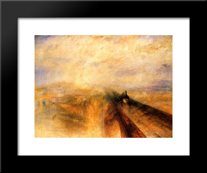 Rain, Steam And Speed ' The Great Western Railway 20x24 Black Modern Wood Framed Art Print Poster by Turner, Joseph Mallord William