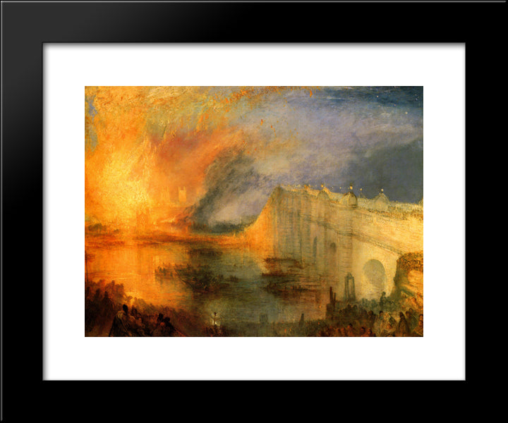 The Burning Of The Houses Of Parliament 20x24 Black Modern Wood Framed Art Print Poster by Turner, Joseph Mallord William