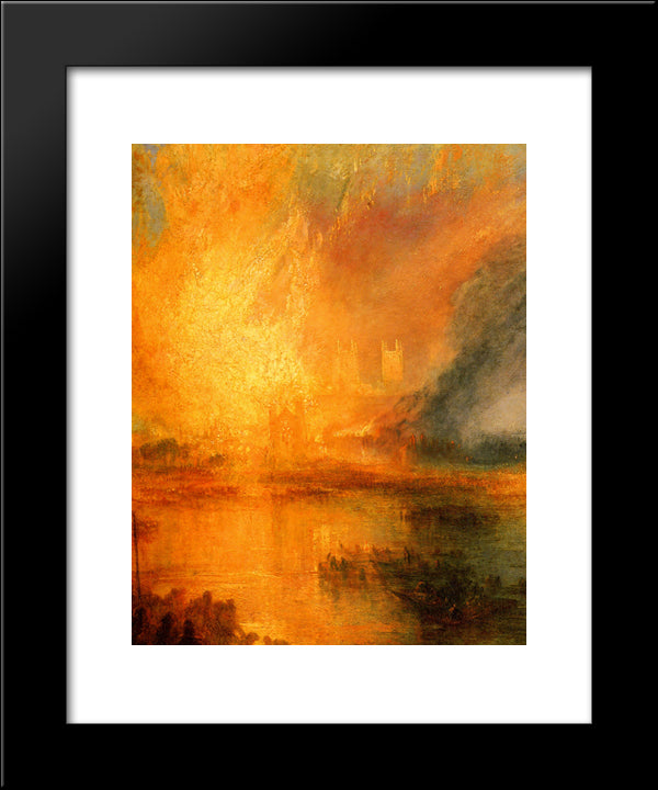 The Burning Of The Houses Of Parliament [Detail: 1] 20x24 Black Modern Wood Framed Art Print Poster by Turner, Joseph Mallord William