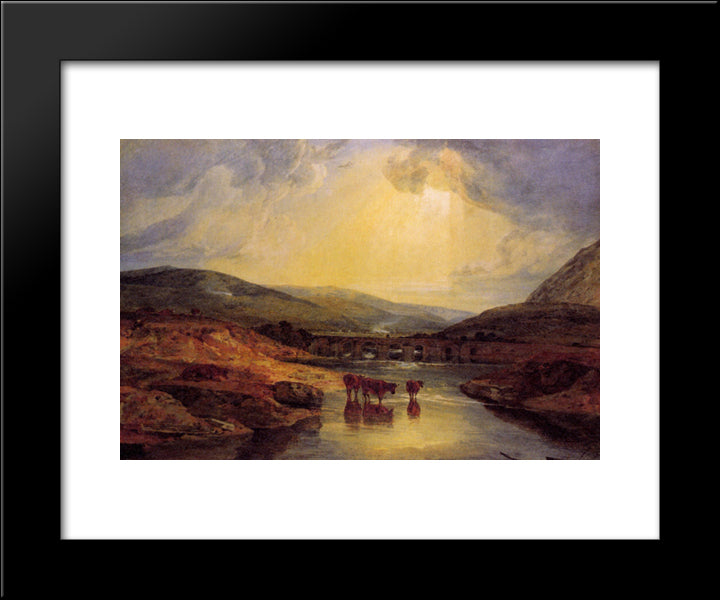 Abergavenny Bridge, Monmountshire, Clearing Up After A Showery Day 20x24 Black Modern Wood Framed Art Print Poster by Turner, Joseph Mallord William