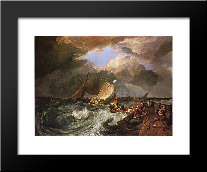 Calais Pier, With French Poissards Preparing For Sea: An English Packeet Arriving 20x24 Black Modern Wood Framed Art Print Poster by Turner, Joseph Mallord William