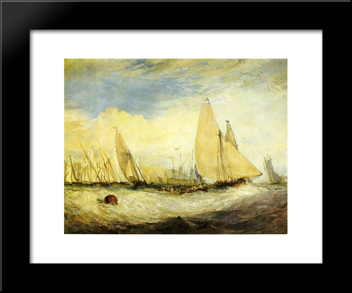 East Cowes Castle, The Seat Of J. Nash, Esq.; The Regatta Beating To Windward 20x24 Black Modern Wood Framed Art Print Poster by Turner, Joseph Mallord William