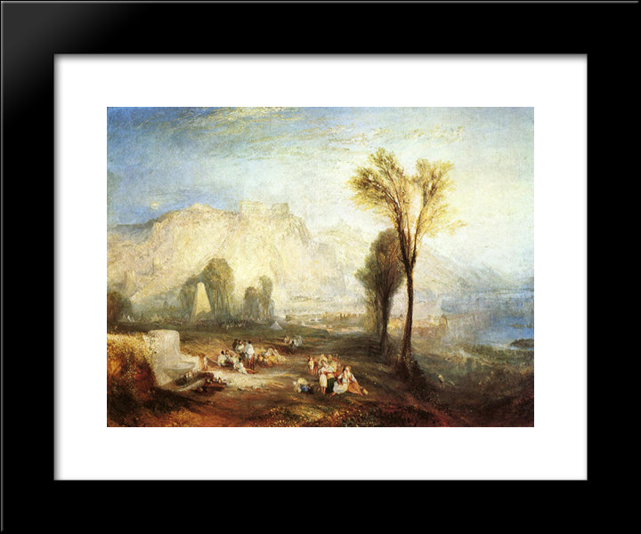 The Bright Stone Of Honor (Ehrenbrietstein) And The Tomb Of Marceau, From Byron'S 'Childe Harold' 20x24 Black Modern Wood Framed Art Print Poster by Turner, Joseph Mallord William