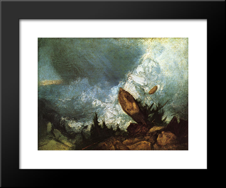 The Fall Of An Avalanche In The Grisons 20x24 Black Modern Wood Framed Art Print Poster by Turner, Joseph Mallord William