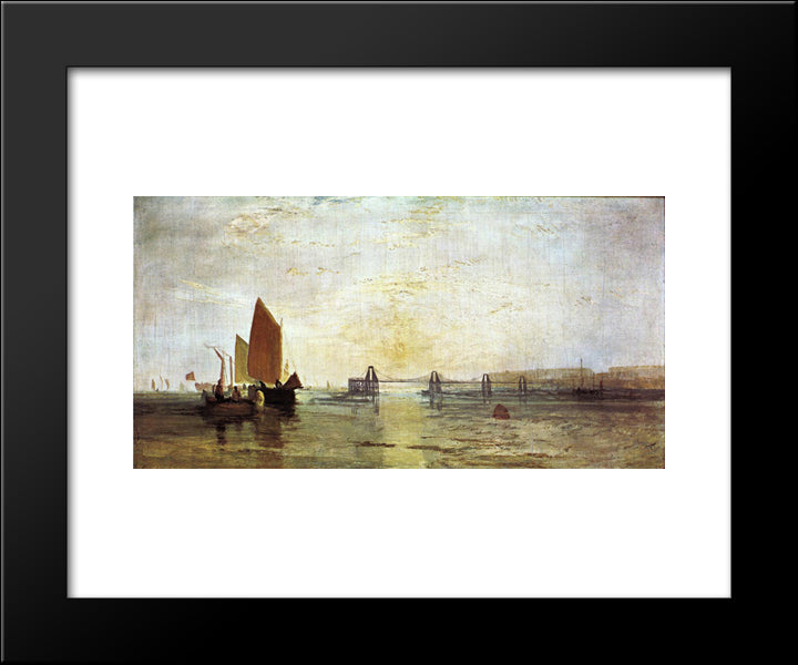 The Chain Pier, Brighton 20x24 Black Modern Wood Framed Art Print Poster by Turner, Joseph Mallord William