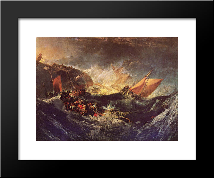 The Wreck Of A Transport Ship 20x24 Black Modern Wood Framed Art Print Poster by Turner, Joseph Mallord William