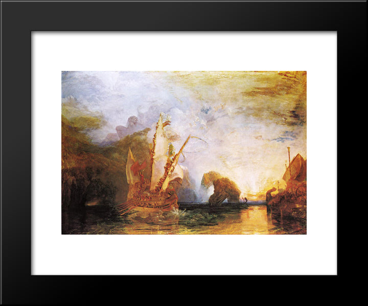 Ulysses Deriding Polyphemus ' Homer'S Odyssey 20x24 Black Modern Wood Framed Art Print Poster by Turner, Joseph Mallord William