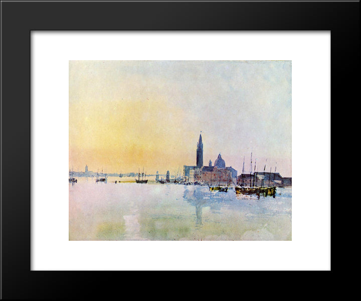 Venice, San Guirgio From The Dogana: Sunrise 20x24 Black Modern Wood Framed Art Print Poster by Turner, Joseph Mallord William