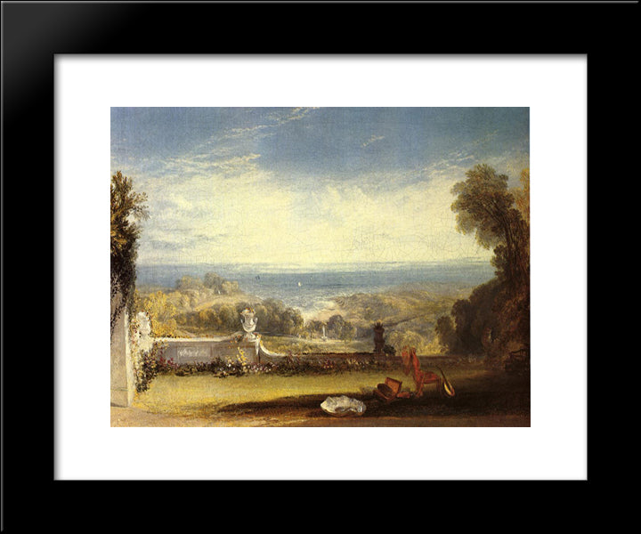 View From The Terrace Of A Villa At Niton, Isle Of Wight, From Sketches By A Lady 20x24 Black Modern Wood Framed Art Print Poster by Turner, Joseph Mallord William