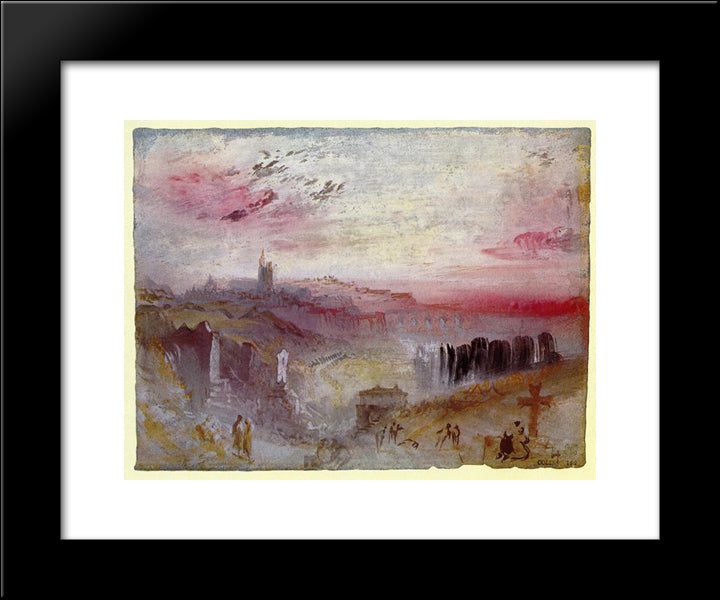 View Over Town At Suset: A Cemetery In The Foreground 20x24 Black Modern Wood Framed Art Print Poster by Turner, Joseph Mallord William