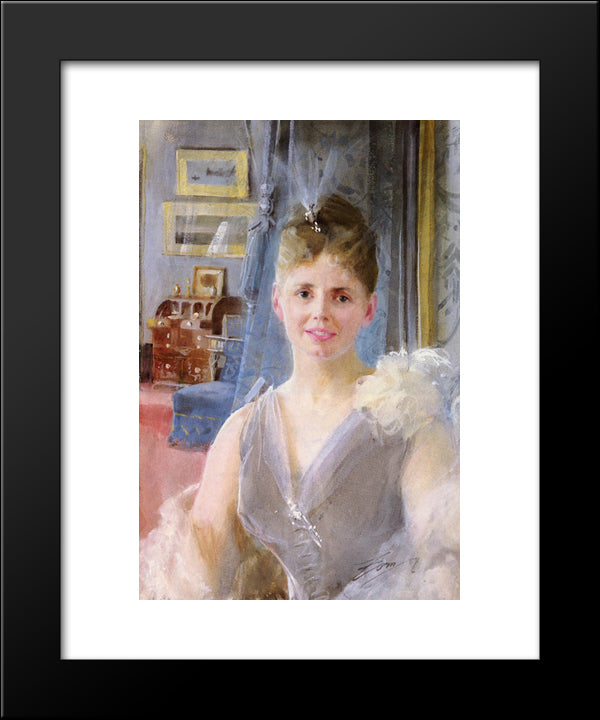 Portrait Of Edith Palgrave Edward In Her London Residence 20x24 Black Modern Wood Framed Art Print Poster by Zorn, Anders