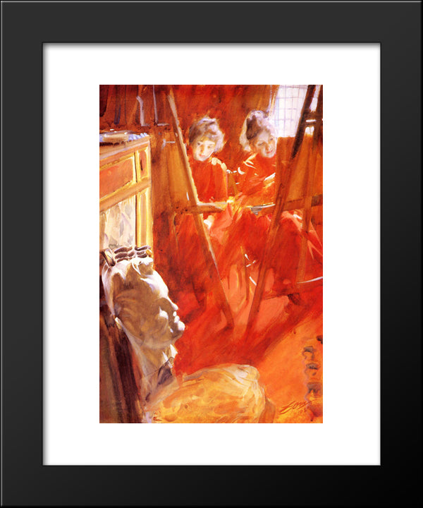 Les Demoiselles Schwartz 20x24 Black Modern Wood Framed Art Print Poster by Zorn, Anders