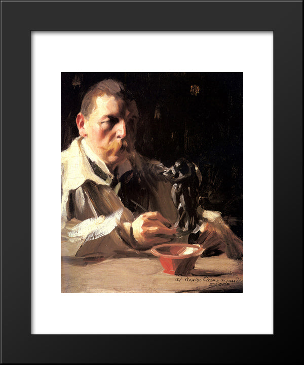 Self Portrait With Faun And Nymph 20x24 Black Modern Wood Framed Art Print Poster by Zorn, Anders